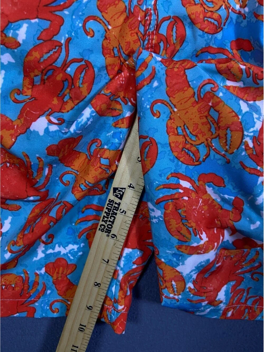 Men's Japanese Tropical Crab Lobster Hawaiian Print Swim Trunks 5XL Shorts EUC!